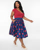 Unique Vintage Navy & Berry Polka Dot Gellar Swing Skirt - thumbnail