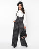Unique Vintage Black Windowpane Plaid High Waist Suspender Trouser - thumbnail