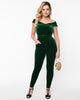 Unique Vintage Emerald Velvet Gillian Jumpsuit - thumbnail