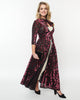 Unique Vintage Burgundy Velvet Burnout Floral Tallullah Duster - thumbnail