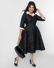 Unique Vintage Black Brocade Swing Dress - thumbnail