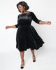 Unique Vintage Black Velvet Faux Bow Devon Swing Dress - thumbnail