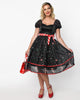 Unique Vintage Black Candy Cane Sprinkles Swing Dress - thumbnail