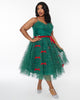 Unique Vintage Emerald Green & Red Ribbon Tulle Cupcake Swing Dress - thumbnail