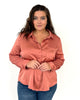 Mallow Satin Button Down - Terra Cotta - thumbnail