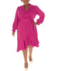 SATIN BACK  CREPE FULLY LINED DRESS W/SELF SASH - thumbnail
