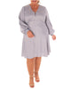 SOLID SATIN BACK CREPE FULLY LINED DRESS W/SMOCKING @ BACK SIDE OF CUFF - thumbnail