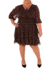 PRINTED SERENA FULLY LINED DRESS W/TIE FRONT DETAIL & SMOCKING - thumbnail