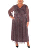 METALLIC CRINKLE CHIFFON SILKY DENIER  FULLY LINED DRESS - thumbnail
