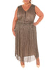 CRINKLE  METALLIC CHIFFON / SILKY DENIER FULLY LINED DRESS - thumbnail