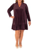 SOLID STRETCH  VELVET UNLINED DRESS - thumbnail