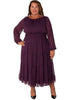 SOILD YORYU CHIFFON FULLY LINED DRESS WITH SMOCKING - thumbnail