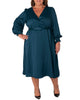SATIN BACK CREPE BODICE LINED DRESS WITH SMOCKING - thumbnail
