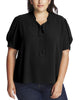 Harper Short Sleeve V-Neck Ruffled Top - thumbnail