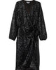 Black Sequin Vienna Wrap dress - thumbnail