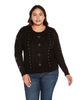 Plus Size Embellished Cable Knit Sweater - thumbnail