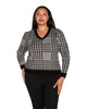 Plus Size Houndstooth Puff Sleeve Sweater - thumbnail