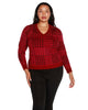 Plus Size Houndstooth Puff Sleeve Sweater - thumbnail