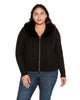 Plus Size Faux Fur Collared Cable Cardigan - thumbnail