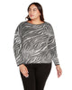 Plus Size Shiny Zebra Jacquard Sweater - thumbnail