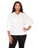 Plus Size Lace-Trim V-Neck Sweater - thumbnail