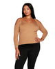 Plus Size Cold-Shoulder Ribbed V-neck Top - thumbnail