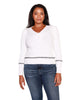 Plus Size Puff sleeve V-Neck Sweater - thumbnail