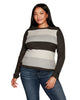 Plus Size Wide Stripe Cable Sweater - thumbnail