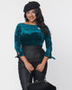 Unique Vintage Emerald Green Crushed Velvet Gracie Top - thumbnail