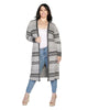 Plus Size Zigzag Jacquard Button-Front Duster - thumbnail