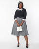 Unique Vintage Black & White Houndstooth High Waist Vivien Swing Skirt - thumbnail