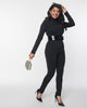 Smak Parlour Black Mock Neck Long Sleeve Jumpsuit - thumbnail