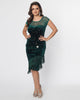 Unique Vintage Emerald Green Velvet Fringe Flapper Dress - thumbnail