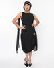 Unique Vintage 1920s Black Draped Flapper Dress - thumbnail