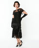 Unique Vintage Black Lace & Bow Flapper Dress - thumbnail