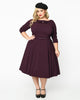 Unique Vintage Eggplant Faux Bow Devon Swing Dress - thumbnail