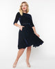 Unique Vintage Navy Velvet Devon Swing Dress - thumbnail