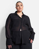 Sign Here Sheer Button Up Blouse - Black - thumbnail