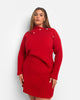 Posey Knit Button Detail Oversized Sweater - Red - thumbnail