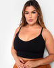 Essential V Neck Strappy Crop Top - Black - thumbnail