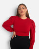 Catch Up Puff Sleeve Bodysuit - Red - thumbnail