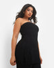 Mika Textured Strapless Split Side Top - Black - thumbnail