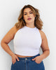 Essential Ribbed High Neck Crop Top - White - thumbnail
