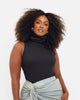Connie Ribbed High Neck Full Length Top - Black - thumbnail