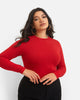 Essential Long Sleeve Crew Neck Top - Red - thumbnail