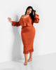 Jina Crochet Tassel Hem Midi Bodycon Skirt - Cinnamon - thumbnail