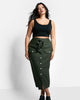 Sierra Tie Belt Button Front Cargo Maxi Shift Skirt - Olive Green - thumbnail
