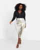 Lana Metallic Zipper Front Midi Bodycon Skirt - Silver Croc - thumbnail
