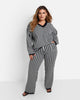 Octavia Checkered Knit Wide Leg Pants W. Pockets - Black & White - thumbnail