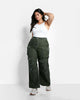 Jaida Wide Leg Cargo Pants - Olive Green - thumbnail